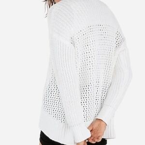 Express X Olivia Culpo White Chunky Open Knit Cardigan Size XS